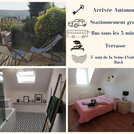 Le Nid Normand Avec Terrasse - Stationnement Facile Et Gratuit - 5 Min Seine Apartment Deville-les-Rouen Exterior photo